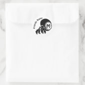 Grumpy Hermit Crab Silhouette Monogram Runder Aufkleber (Tasche)