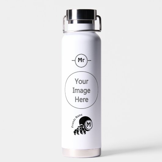 Grumpy Hermit Crab Silhouette Monogram Trinkflasche (Rückseite)