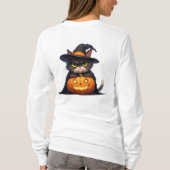 Grumpy Hexenkatze und Kürbis Halloween 🦇 T-Shirt (Rückseite)