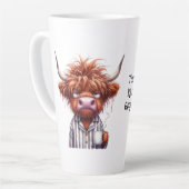 Grumpy Highland Cow & Google Coffee/Latte Tasse (Linke Ecke)