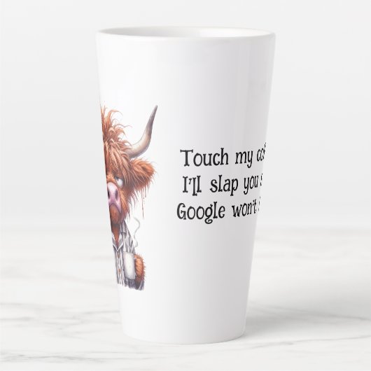 Grumpy Highland Cow & Google Coffee/Latte Tasse (Vorderseite)