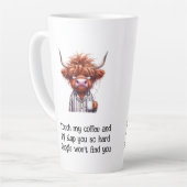 Grumpy Highland Cow & Google Coffee/Latte Tasse (Linke Ecke)