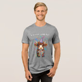Grumpy Highland Cow New Year's Funny Sarcastic Tri-Blend Shirt (Vorderseite voll)