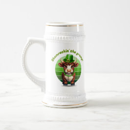 Grumpy Highland Cow St Patrick's Day Bierglas