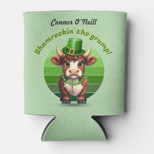 Grumpy Highland Cow St Patrick's Day Dosenkühler (Vorderseite)