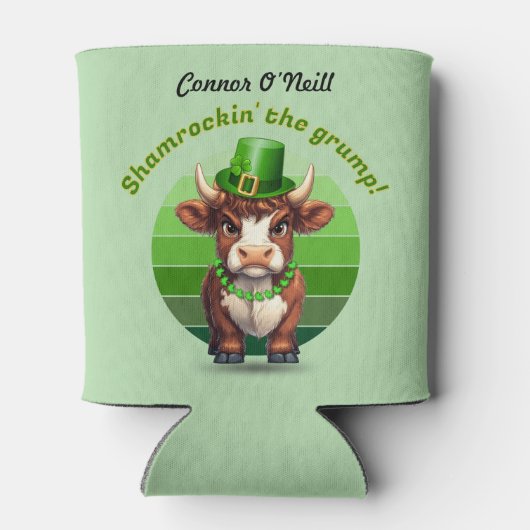 Grumpy Highland Cow St Patrick's Day Dosenkühler (Rückseite)