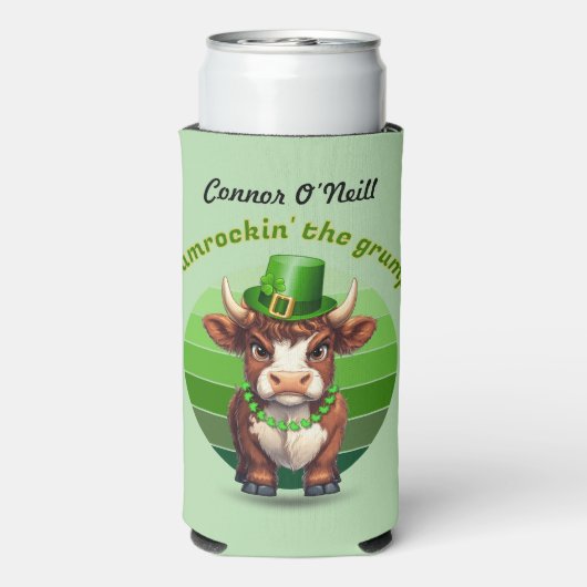 Grumpy Highland Cow St Patrick's Day Selters Dosenkühler (Seltzer Rückseite)
