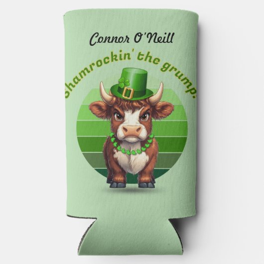 Grumpy Highland Cow St Patrick's Day Selters Dosenkühler (Rückseite)