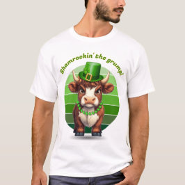 Grumpy Highland Cow St. Patrick's Day T-Shirt