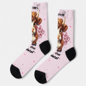Grumpy Highland Cow Valentine's Day Socken (Linkes Detail)