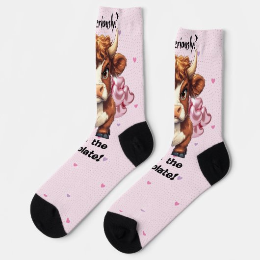 Grumpy Highland Cow Valentine's Day Socken (Linkes Detail)