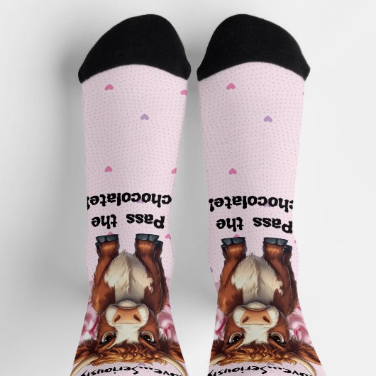 Grumpy Highland Cow Valentine's Day Socken (Oben)