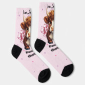 Grumpy Highland Cow Valentine's Day Socken (Rechts)