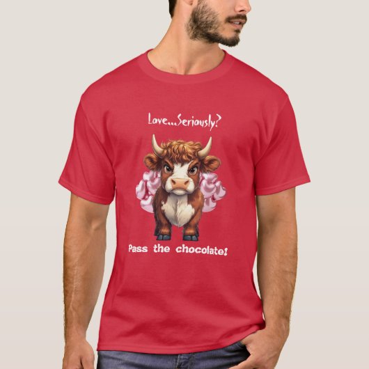 Grumpy Highland Cow Valentine's Day T-Shirt (Vorderseite)