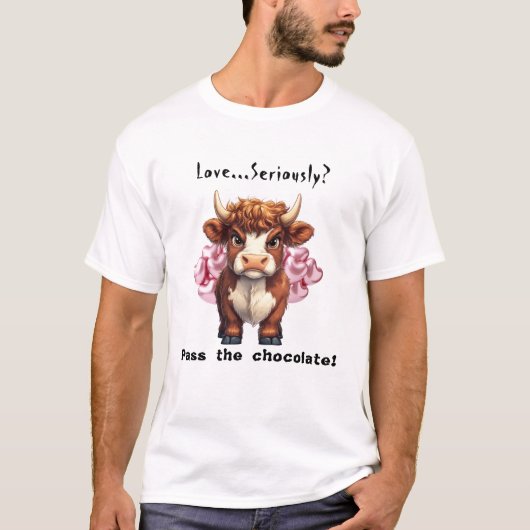 Grumpy Highland Cow Valentine's Day T-Shirt (Vorderseite)