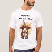 Grumpy Highland Kuh Neujahr Stimmung T-Shirt (Vorderseite)