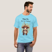 Grumpy Highland Kuh Neujahr Stimmung T-Shirt (Vorne ganz)