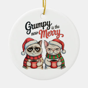 Grumpy ist das neue Frohe Weihnachten Katzenliebha Keramik Ornament