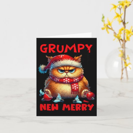 Grumpy ist die neue frohe Weihnachtskatze Sarcasti Karte (Gelbe Blume)