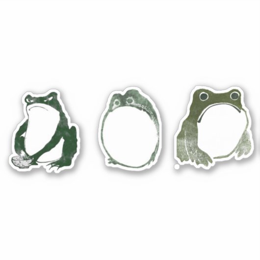 Grumpy Japanese Frog Toad 19. Jahrhundert Aufkleber (Vorderseite)