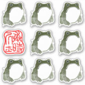 Grumpy Japanese Frog Toad 19. Jahrhundert Aufkleber (Vorderseite)