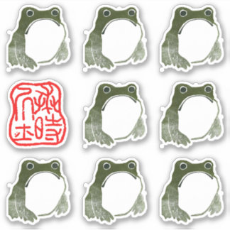 Grumpy Japanese Frog Toad 19. Jahrhundert Aufkleber