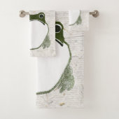 Grumpy Japanese Frog Toad 19. Jahrhundert Badhandtuch Set (Insitu)