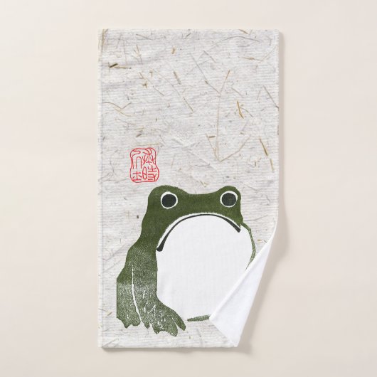 Grumpy Japanese Frog Toad 19. Jahrhundert Badhandtuch Set (Handtuch)