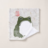 Grumpy Japanese Frog Toad 19. Jahrhundert Badhandtuch Set (Waschlappen)