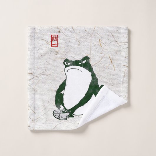 Grumpy Japanese Frog Toad 19. Jahrhundert Badhandtuch Set (Waschlappen)