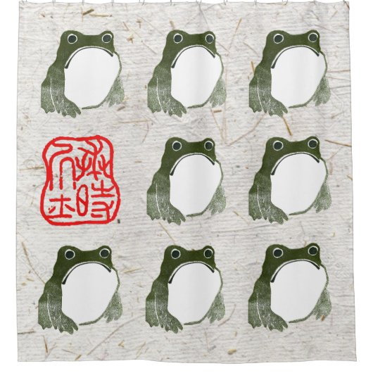 Grumpy Japanese Frog Toad 19. Jahrhundert Duschvorhang (Vorderseite)