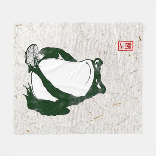 Grumpy Japanese Frog Toad 19. Jahrhundert Fleecedecke (Vorderseite (Horizontal))