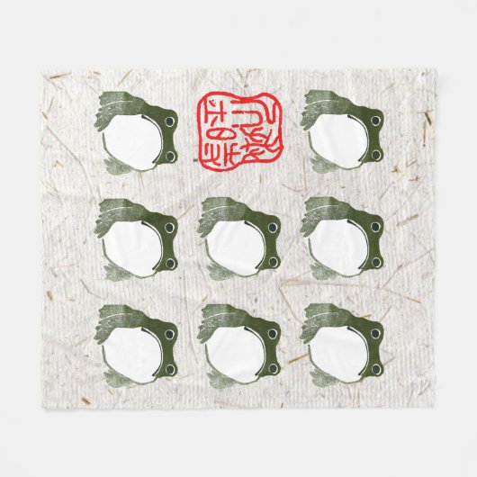Grumpy Japanese Frog Toad 19. Jahrhundert Fleecedecke (Vorderseite (Horizontal))