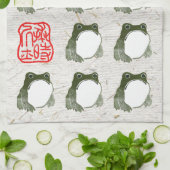 Grumpy Japanese Frog Toad 19. Jahrhundert Geschirrtuch (Gefaltet)