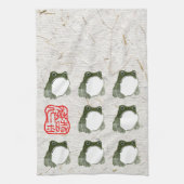 Grumpy Japanese Frog Toad 19. Jahrhundert Geschirrtuch (Vertikal)