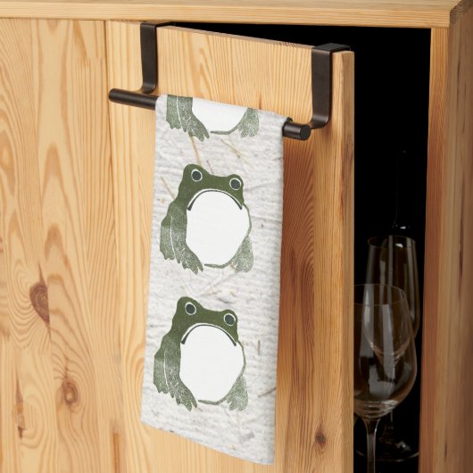 Grumpy Japanese Frog Toad 19. Jahrhundert Geschirrtuch (Drittel gefaltet)