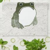 Grumpy Japanese Frog Toad 19. Jahrhundert Geschirrtuch (Gefaltet)