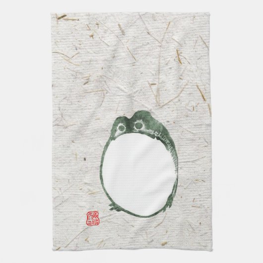 Grumpy Japanese Frog Toad 19. Jahrhundert Geschirrtuch (Vertikal)