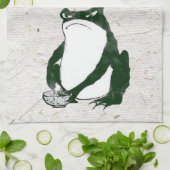 Grumpy Japanese Frog Toad 19. Jahrhundert Geschirrtuch (Gefaltet)