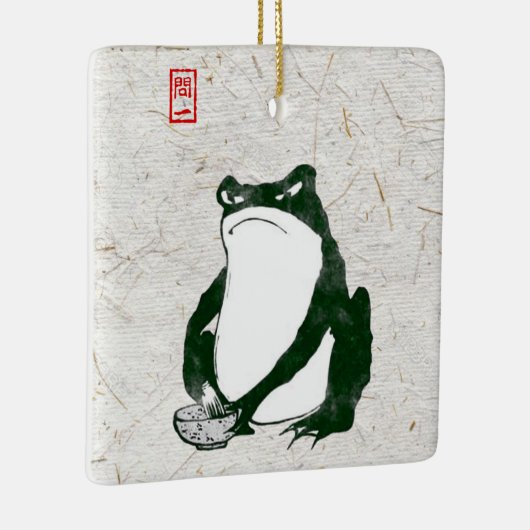 Grumpy Japanese Frog Toad 19. Jahrhundert Keramikornament (Rechts)