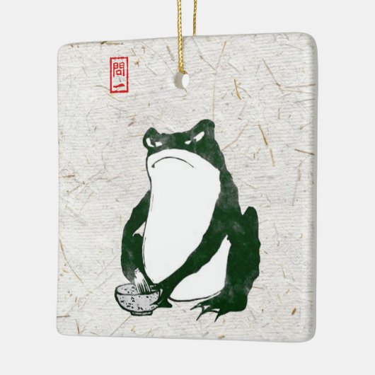 Grumpy Japanese Frog Toad 19. Jahrhundert Keramikornament (Links)