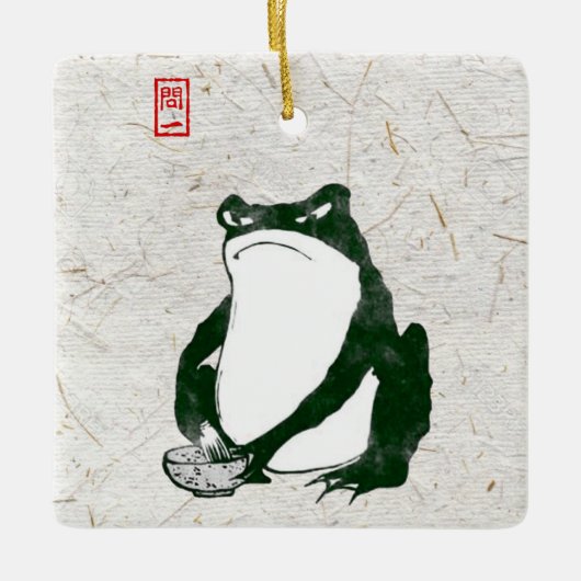 Grumpy Japanese Frog Toad 19. Jahrhundert Keramikornament (Vorderseite)