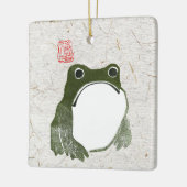 Grumpy Japanese Frog Toad 19. Jahrhundert Keramikornament (Links)