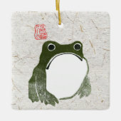 Grumpy Japanese Frog Toad 19. Jahrhundert Keramikornament (Vorderseite)