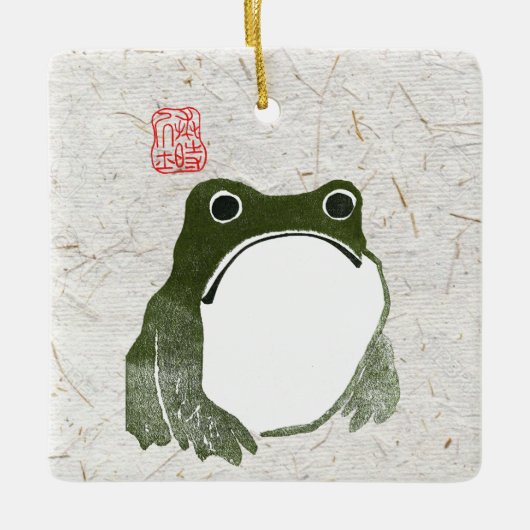 Grumpy Japanese Frog Toad 19. Jahrhundert Keramikornament (Vorderseite)