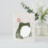 Grumpy Japanese Frog Toad 19. Jahrhundert Postkarte (Stehend Vorderseite)