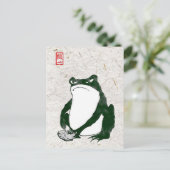 Grumpy Japanese Frog Toad 19. Jahrhundert Postkarte (Stehend Vorderseite)