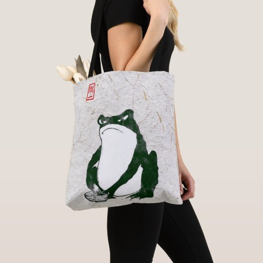 Grumpy Japanese Frog Toad 19. Jahrhundert Tasche (Von Nahem)