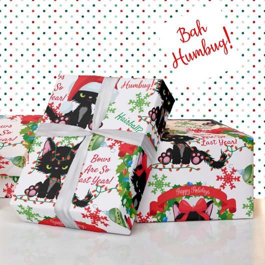 Grumpy Kitty Bah Humbug - Katze in Hats Bows Geschenkpapier