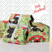 Grumpy Kitty Cat Bah Humbug Tragen Bows Geschenkpapier